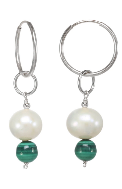 Pearl & Malachite Drop Earrings