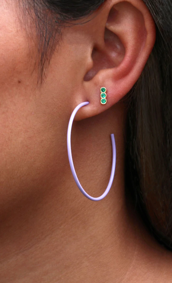 .KN Triple Bezel Ruby Stud Earrings