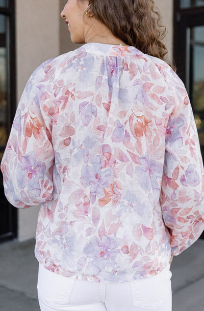 Bella Dahl Floral Linen Raglan Shirt