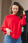 .Kira Ribbed Dolman Sweater, Scarlet