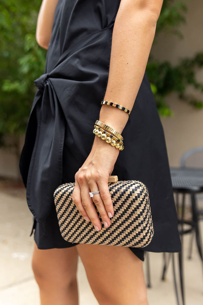 CL Black & Gold Tiny Tile Beaded Bracelet