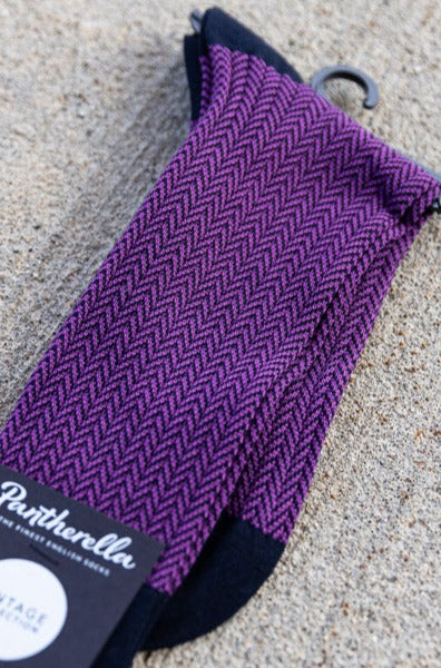 Pantherella Herringbone Socks, Navy/Purple