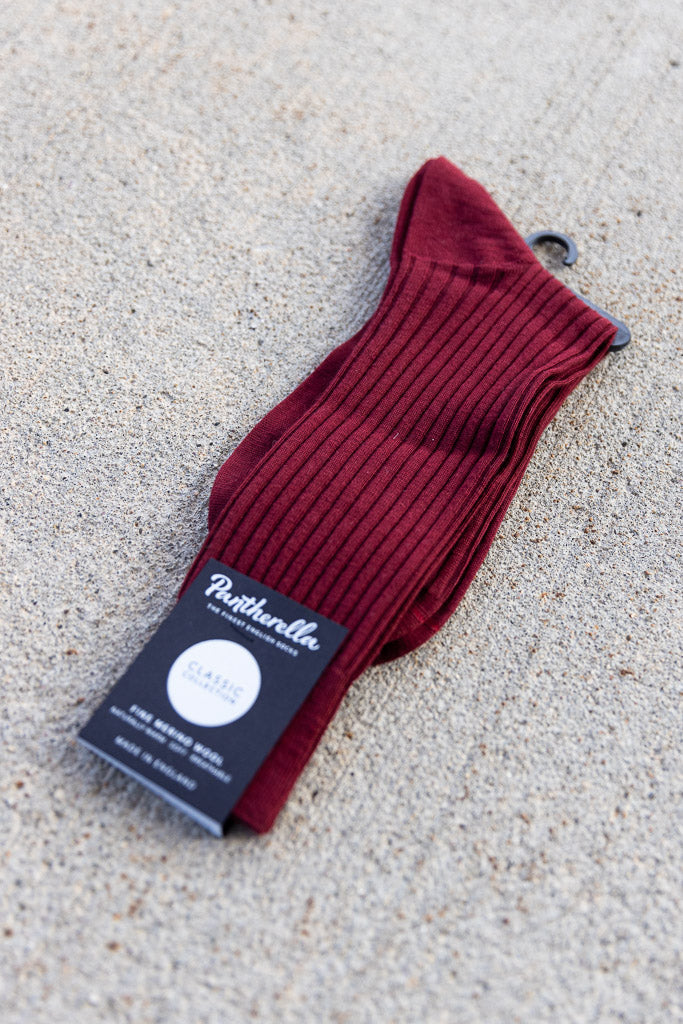 Pantherella Merino Socks, Wine