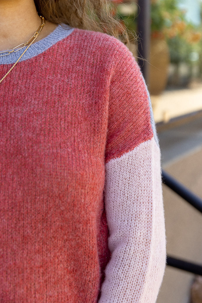 SUNDRY Colorblock Sweater - RUST u0026 Co.