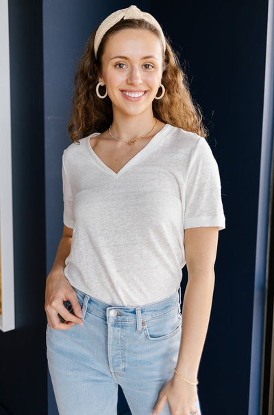 Scotch & Soda Linen Jersey V-Neck Tee