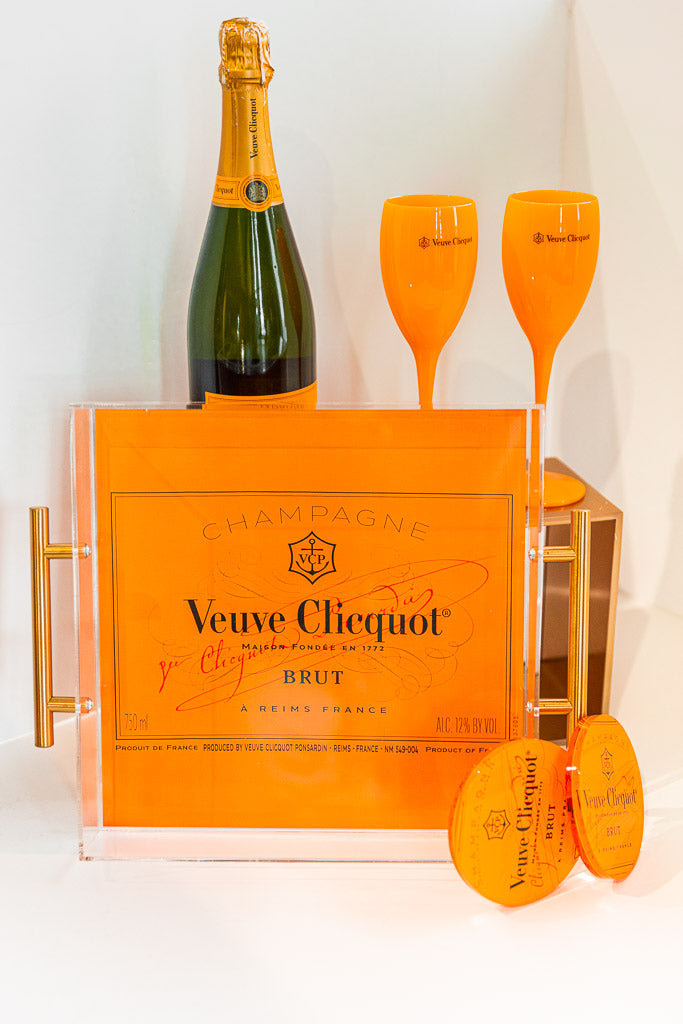 Vintage French Orange Acrylic Veuve Clicquot Six-Bottle